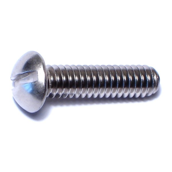 Midwest Fastener 1/4"-20 x 1 in Slotted Round Machine Screw, Plain 18-8 Stainless Steel, 100 PK 04910